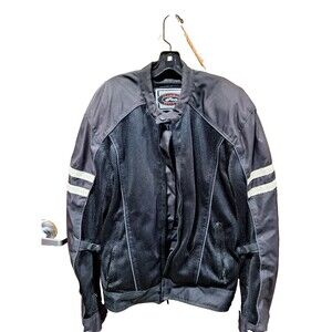 Men River Road Black Motorcycle Jacket‎ XL Padded Elbows, Back, Shoulder